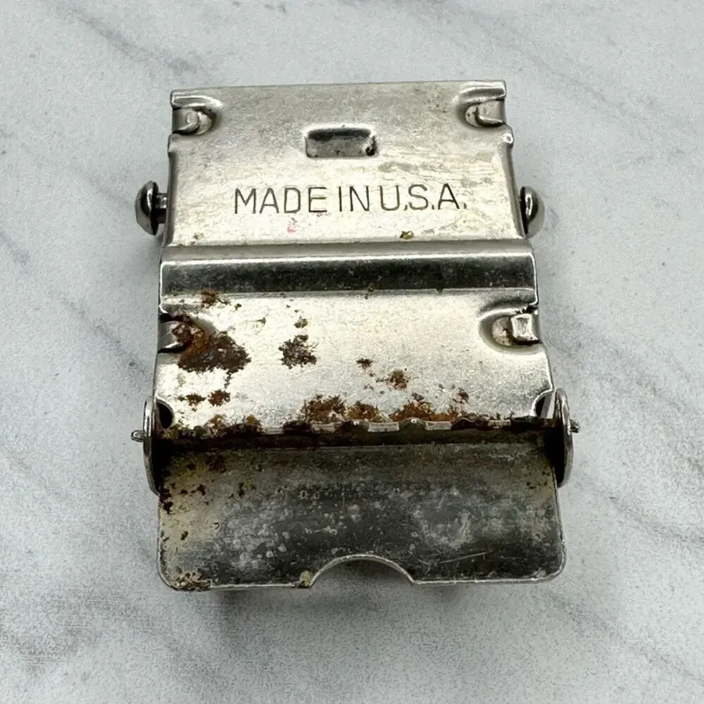 Vintage Silver Tone Web Clamp Military Style Belt Buckle Made in USA ✨